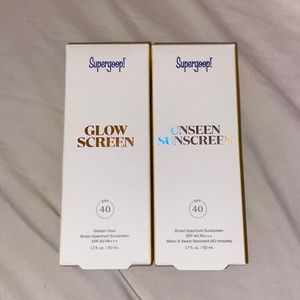 supergoop unseen sunscreen + glow screen duo in “golden hour”